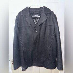 Claiborne Black Pea Coat Classic Structured Design